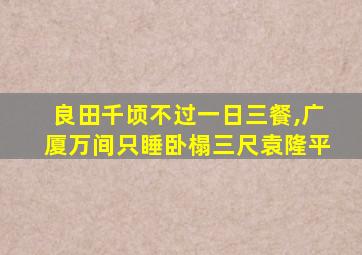 良田千顷不过一日三餐,广厦万间只睡卧榻三尺袁隆平